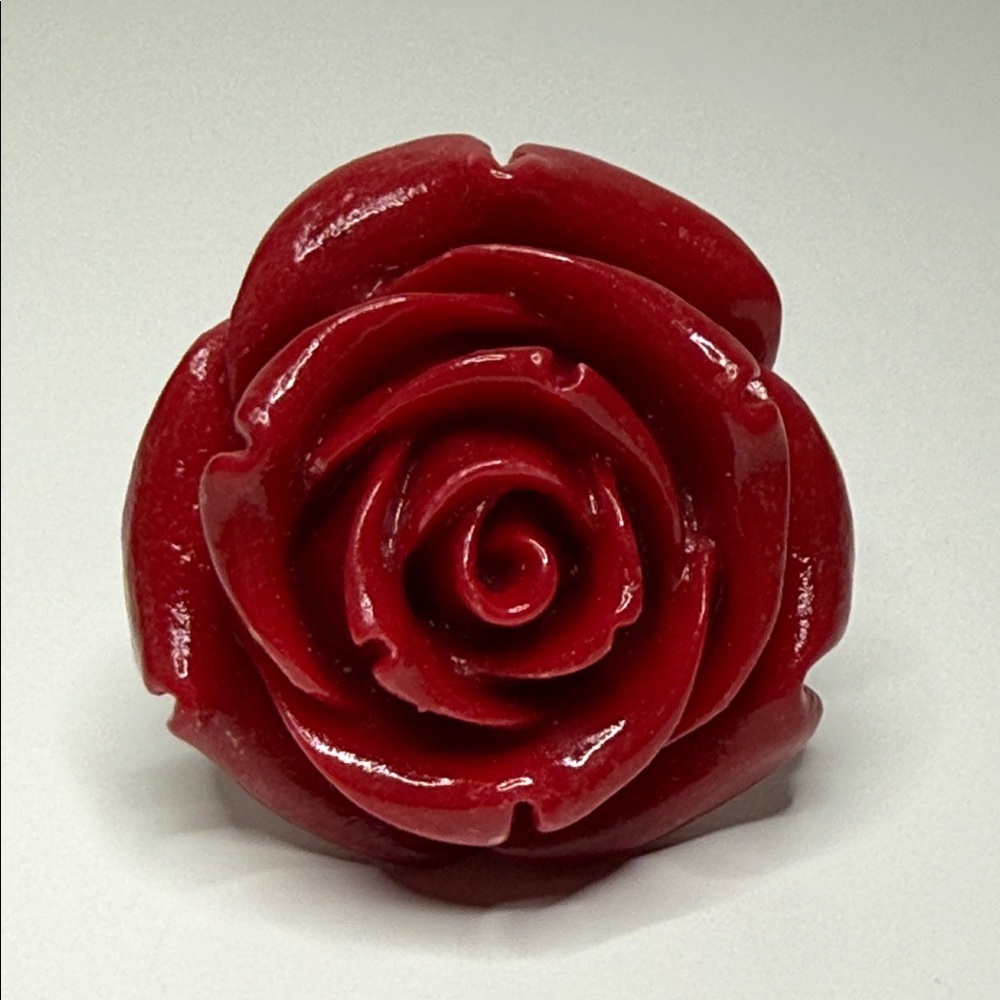 Whimsical adjustable Red Rose ring adjustable statement fashion ring Sz 7-10
